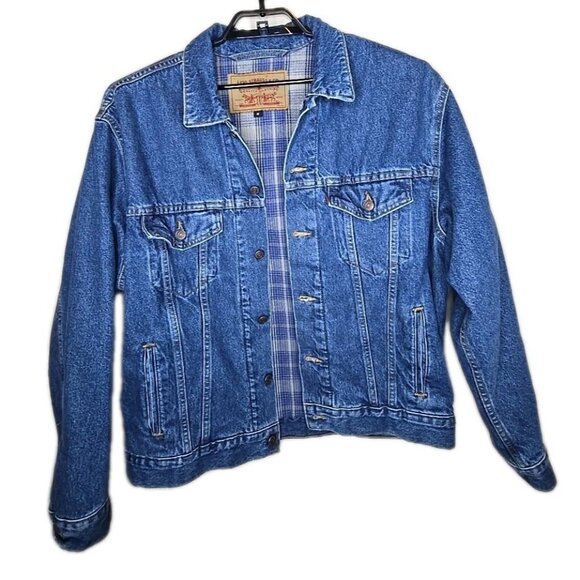 Levi’s VTG 90s Men's Flannel Lined Denim Trucker Jacket USA Made Size Medium t8 - Picture 1 of 12